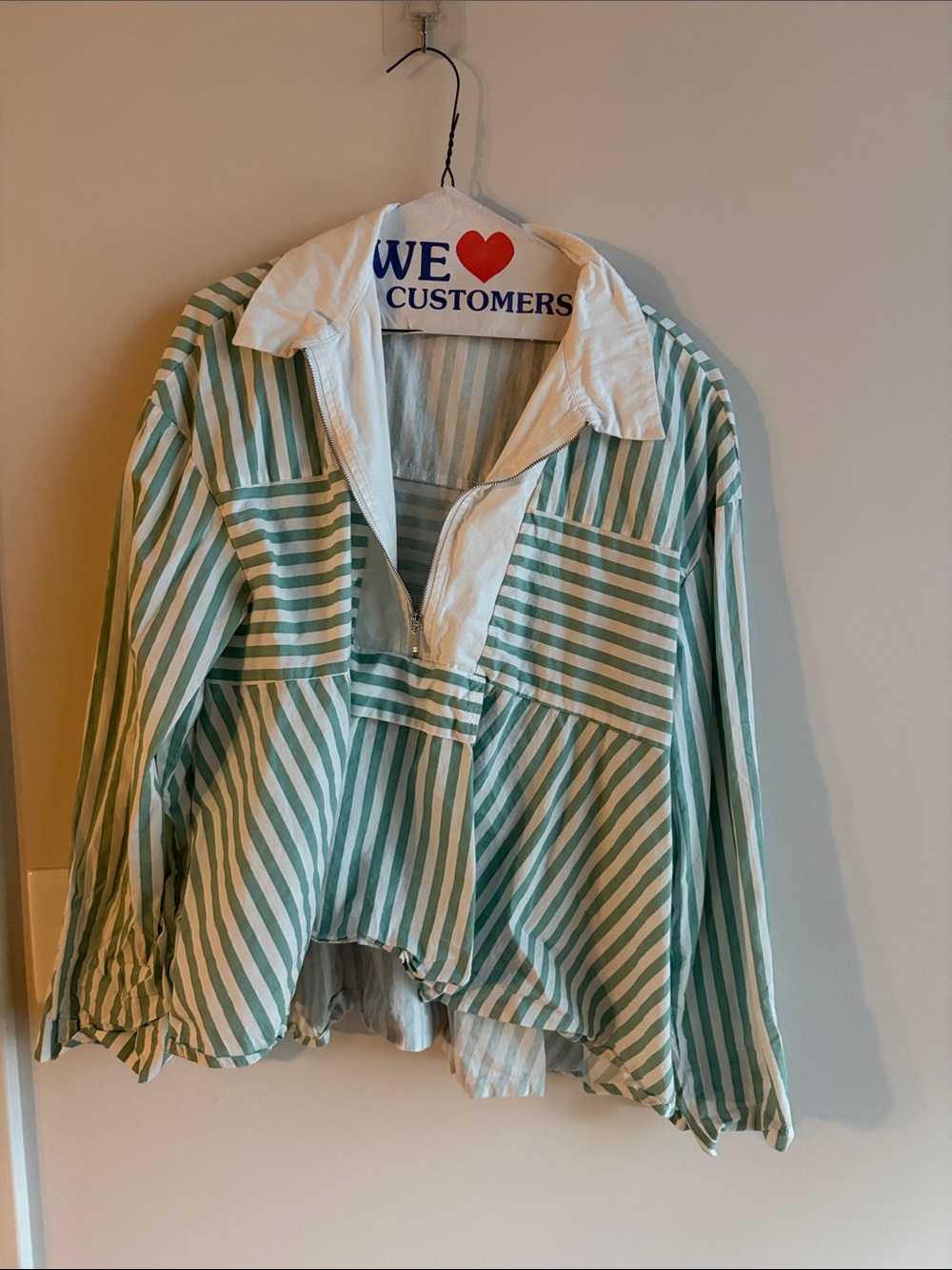 Women’s  Mint & White Striped Pullover Shirt